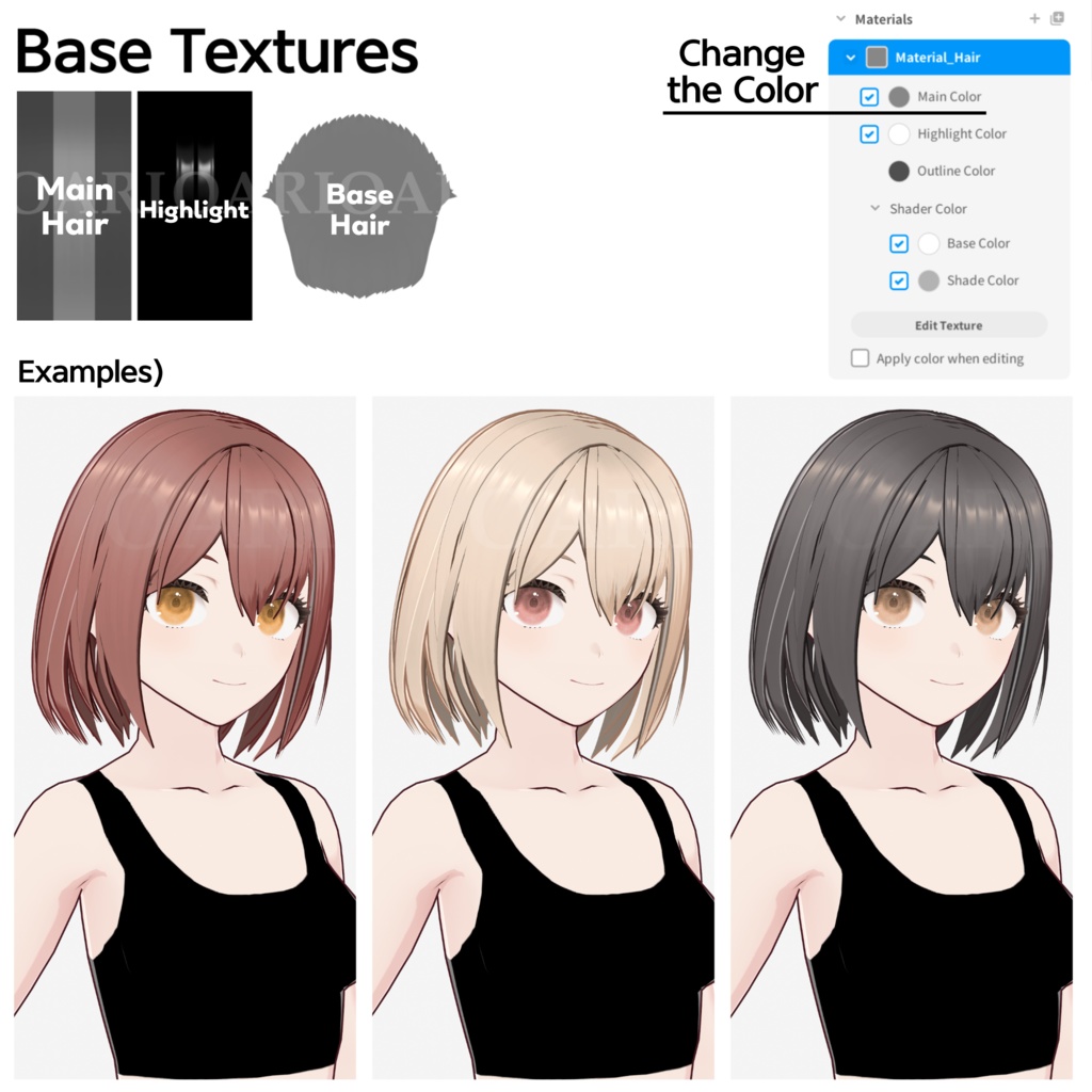 【VRoid】ボブヘアプリセット / Bob hair preset