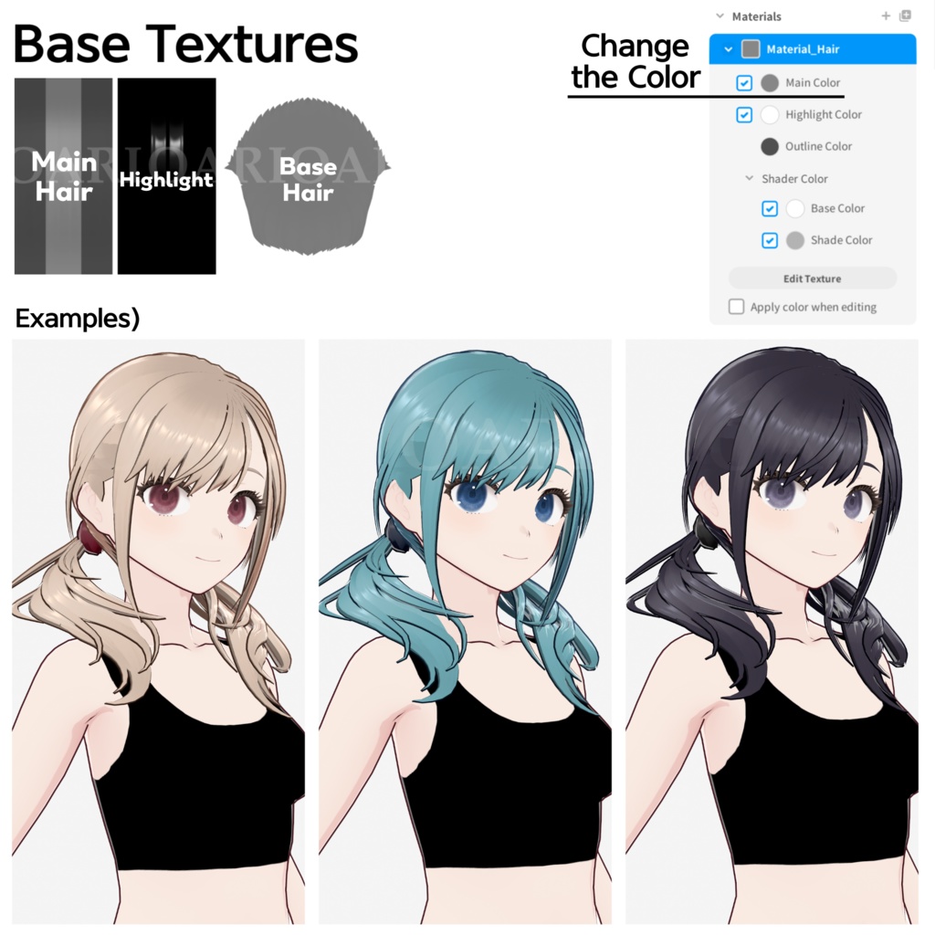 【VRoid】ローツインテールヘアプリセット / Low twintail hair preset