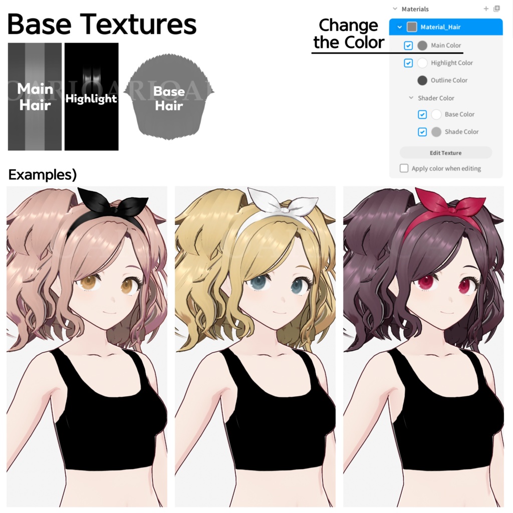 【VRoid】カールツインテールヘアプリセット / Curly twintail hair preset
