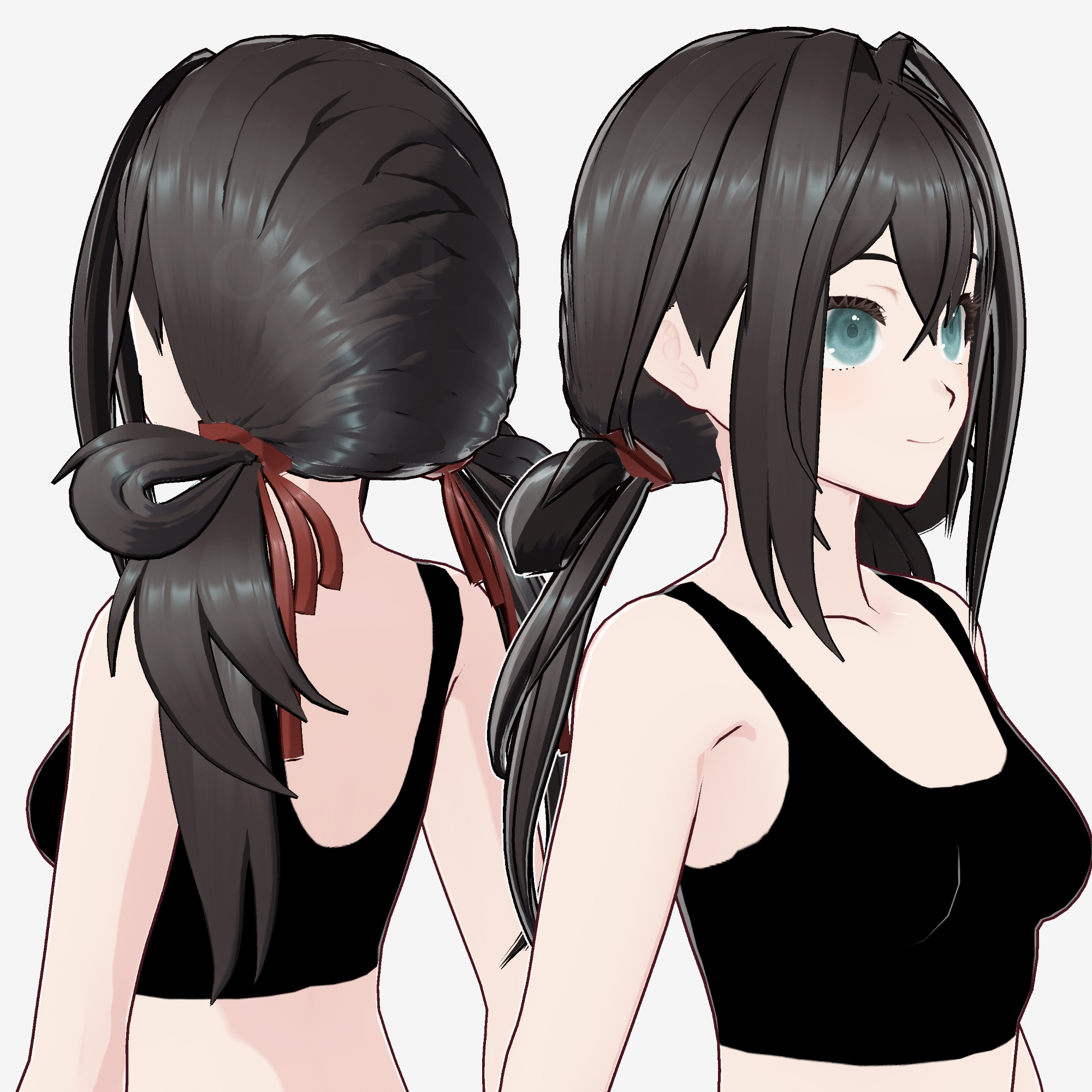 VRoidローツインテールヘアプリセット Low twintail hair preset OARI shop BOOTH