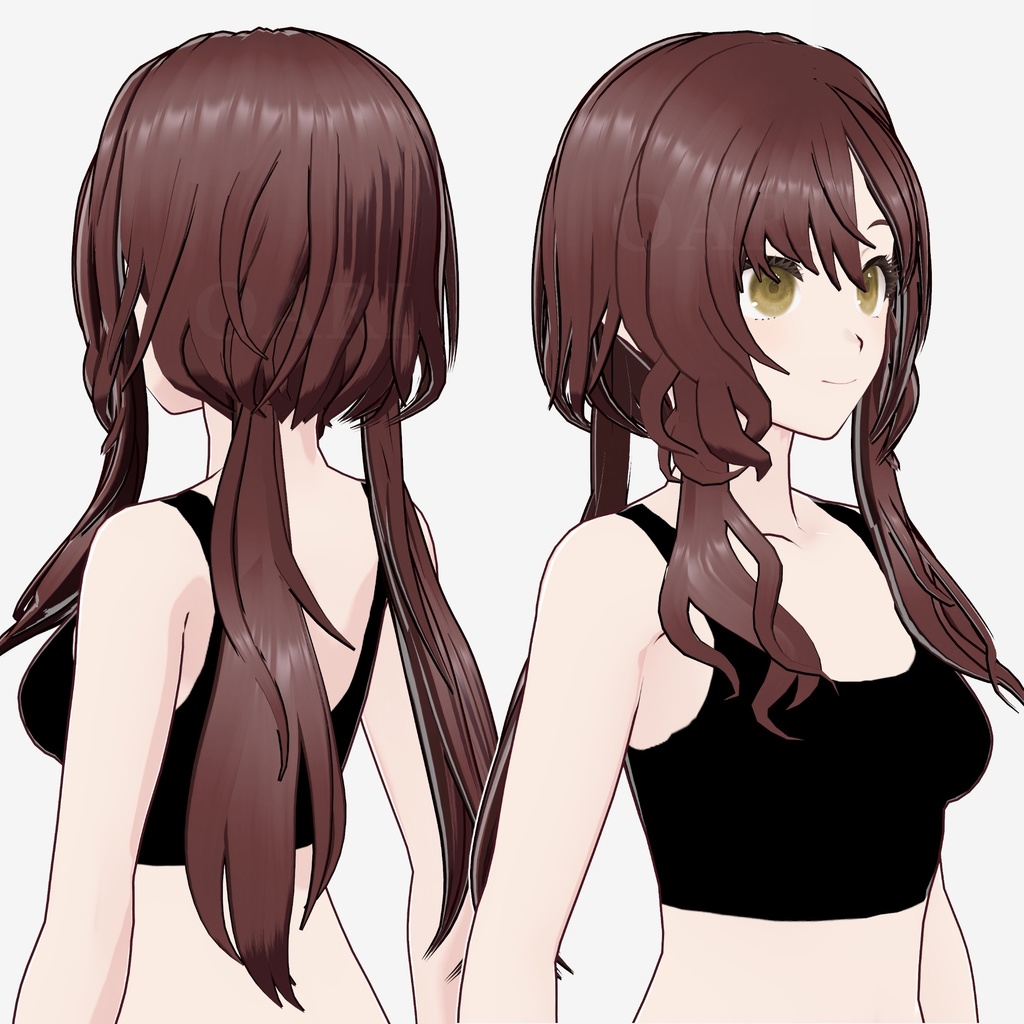 【VRoid】ロングツインテールヘアプリセット / Long twintail hair preset