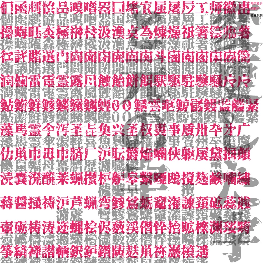 略字超少明朝穴