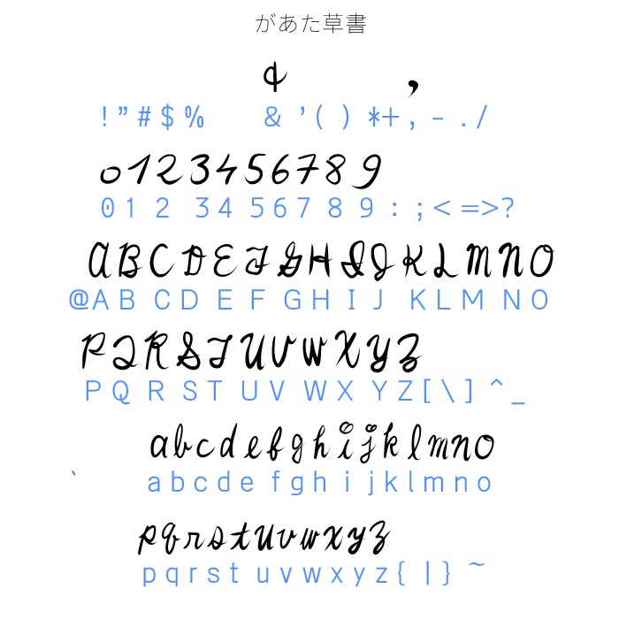 草書フォント(があた草書)