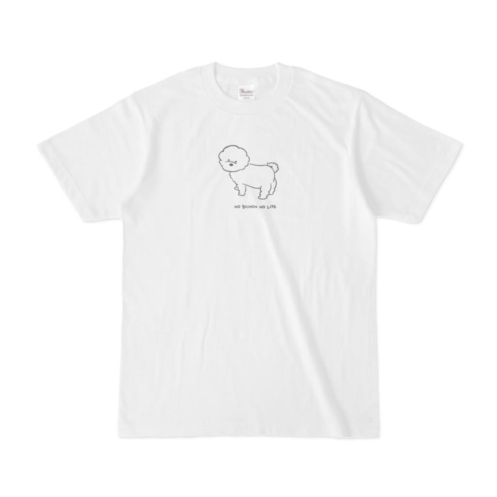 NO BICHON NO LIFE Tシャツ_白（ビションフリーゼ）