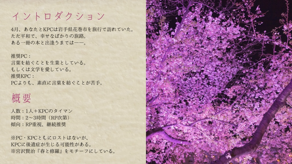 「言ノ葉の化石は春に積もる」クトゥルフ神話TRPG