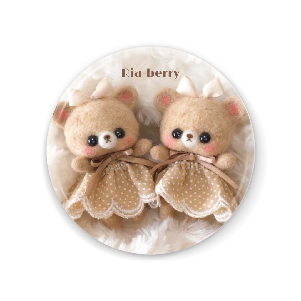 水玉ベージュこぐまのメル(缶ミラー)Ria-berry