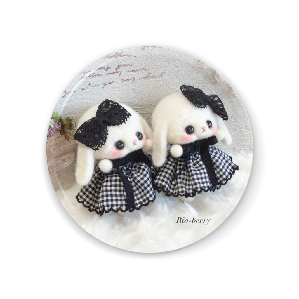 黒チェックろっぷリズ(缶ミラー)Ria-berry