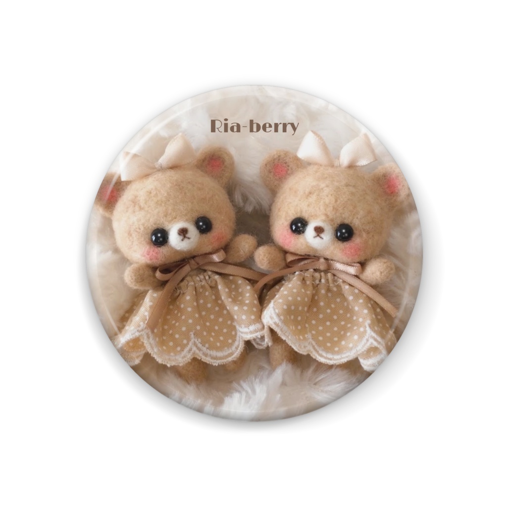 水玉ベージュこぐまのメル(缶バッジ)Ria-berry