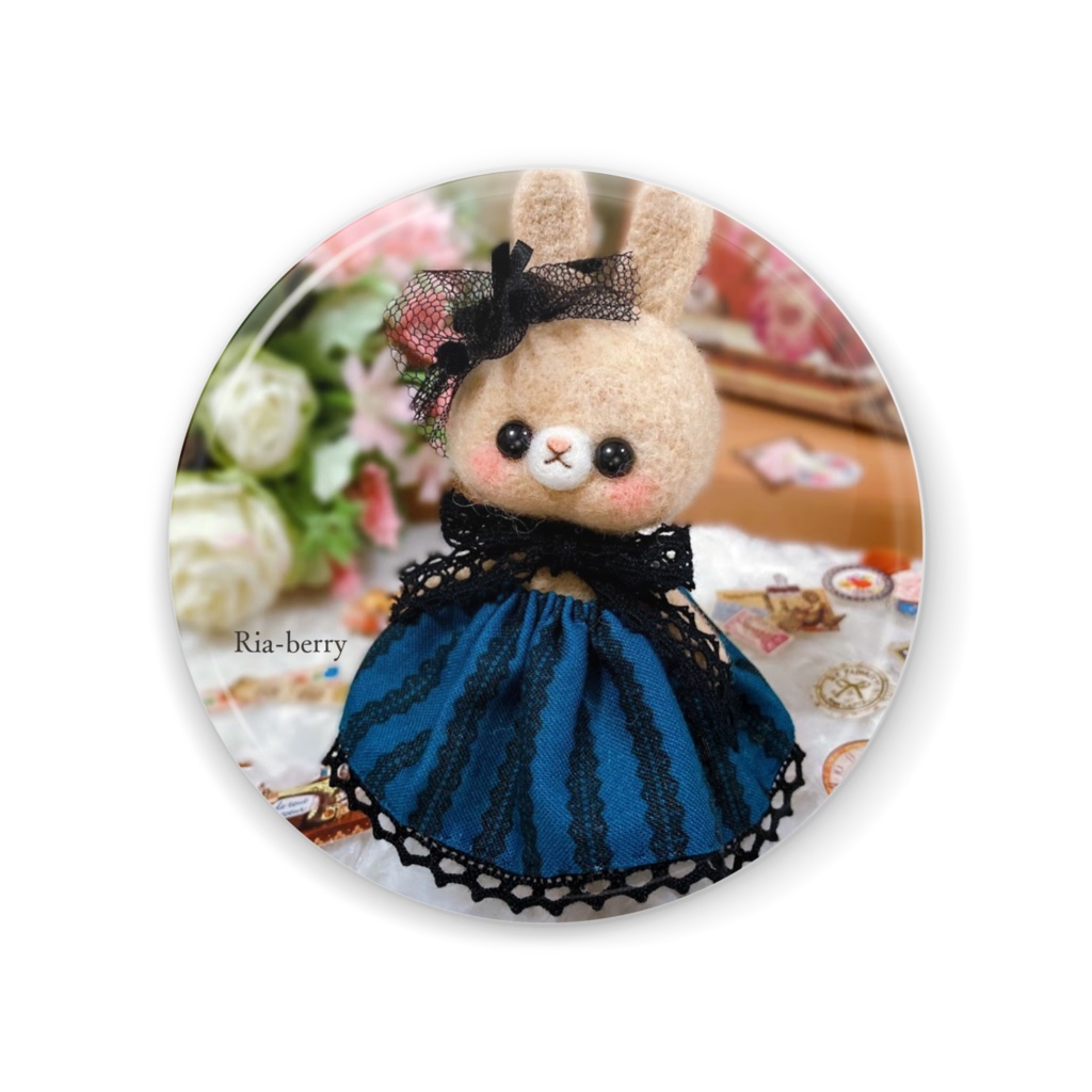 アンティークおめかし野うさぎモカ(缶ミラー)Ria-berry