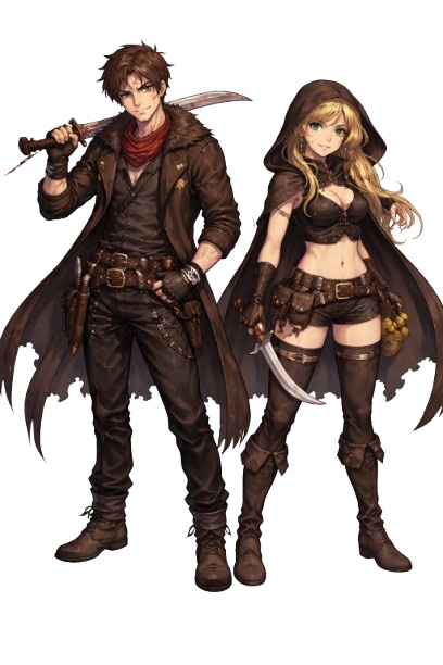 TRPG・ゲーム制作向け、立ち絵素材集 Vol.1【全身・背景透過風】