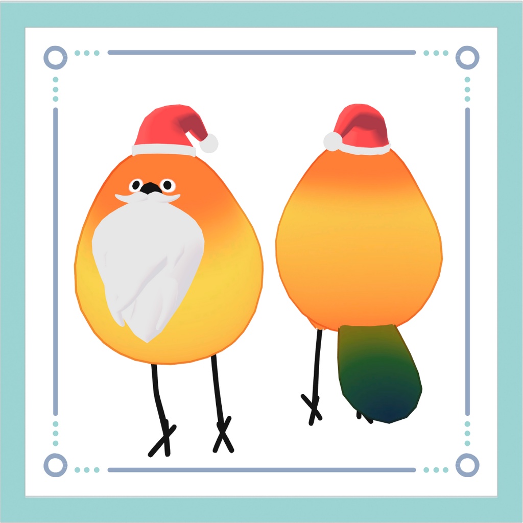 【無料配布】Bird/鳥_サンタ帽子ともふもふひげ【MA対応/PB対応】