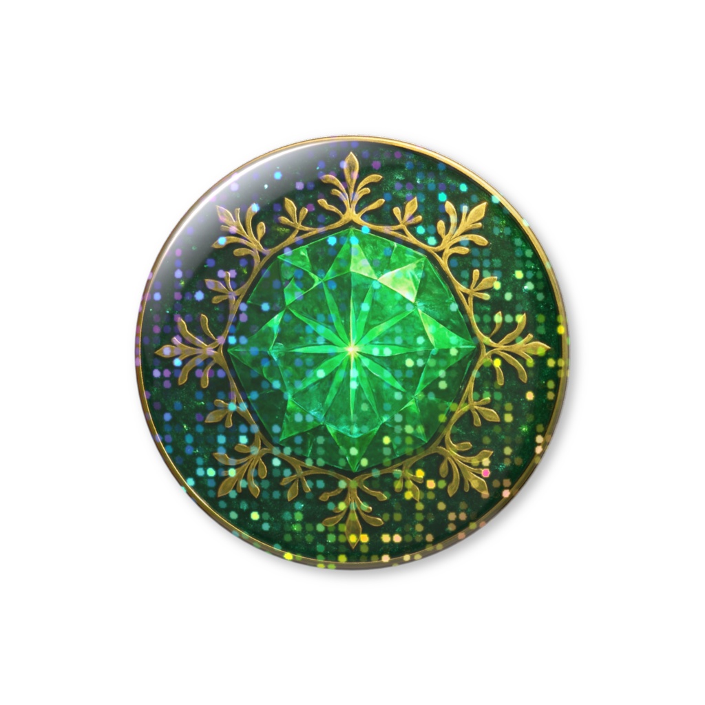 無限の神話結晶シリーズ|エメラルド(グリッター缶バッチ)