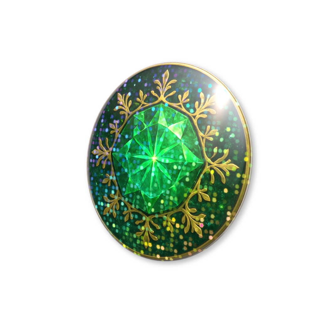 無限の神話結晶シリーズ|エメラルド(グリッター缶バッチ)