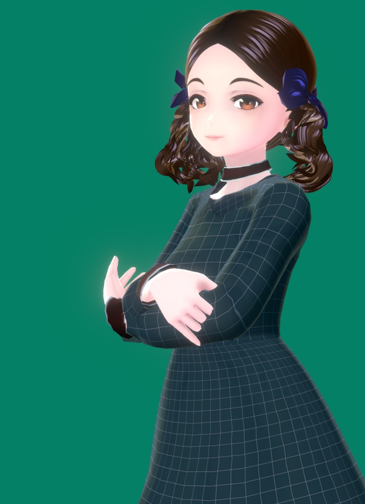 Vroidプリセット用ヘアー【ツインテール】bunchesリボン付き:エスターesther orphan