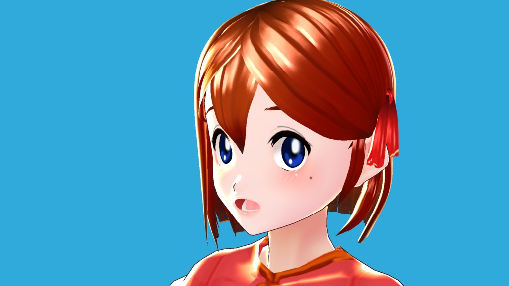 Vroidプリセット用ヘアー【ボブカット】リボン付き位置低め