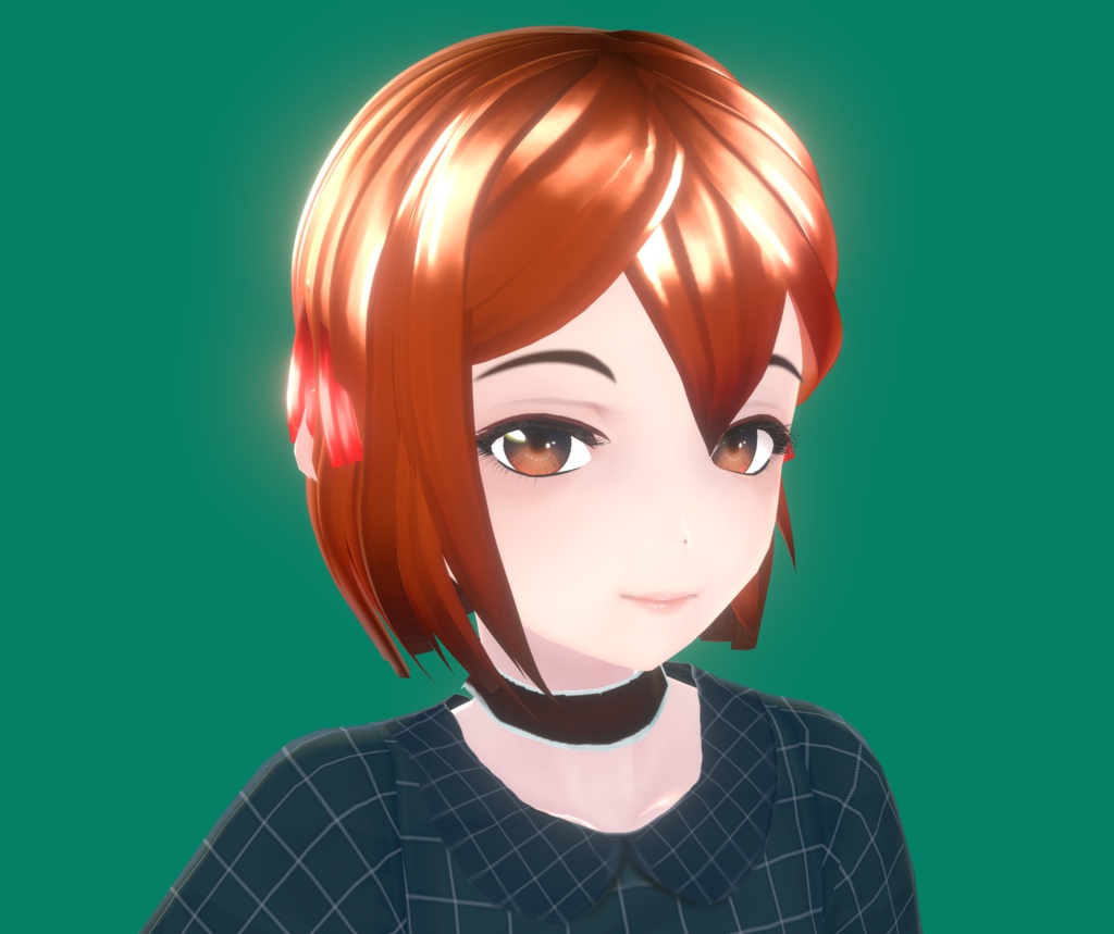 Vroidプリセット用ヘアー【ボブカット】リボン付き位置低め
