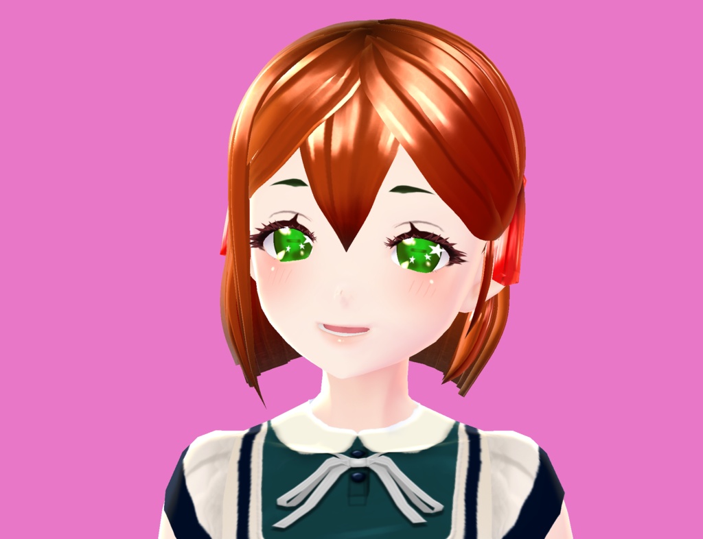 Vroidプリセット用ヘアー【ボブカット】リボン付き位置低め