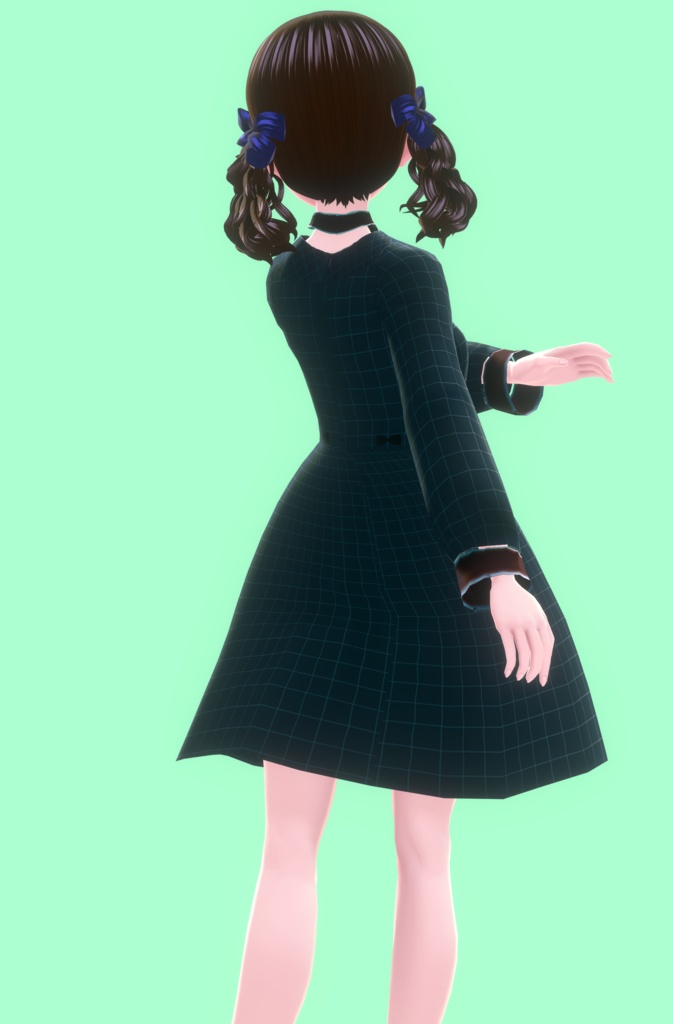 Vroid服テクスチャー【緑ワンピース】dressplaid (checked)Green:エスターesther orphan