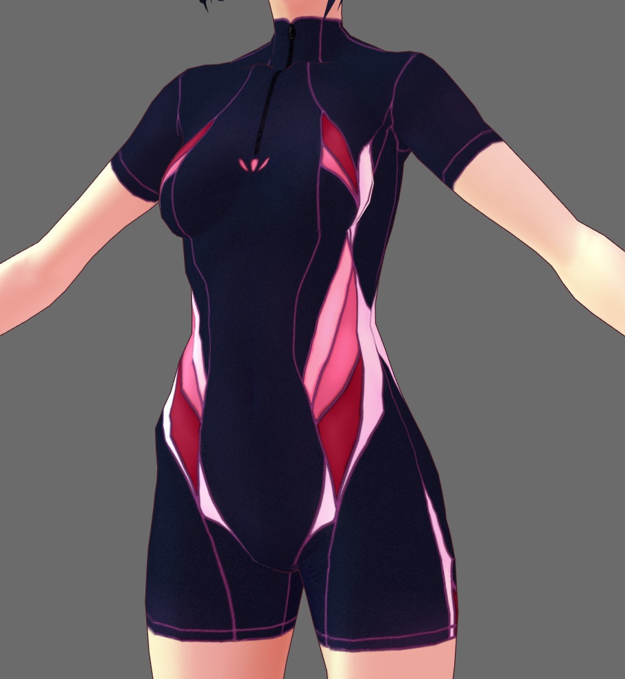 ※VRoidstudioベータ版で作成しています【VRoid用】(無料お試し版有)フィットネス水着7色セット(3パターン)+長袖バージョン2色追加