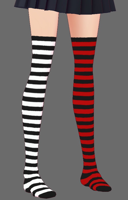 ※VRoidstudioベータ版で作成しています【VRoid用】縞ニーハイ7色+αセット