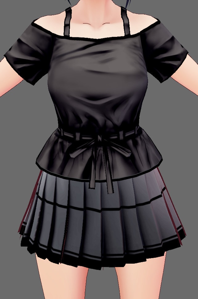 ※VRoidstudioベータ版で作成しています【VRoid用】オフショルダーシャツコーデ白黒セット