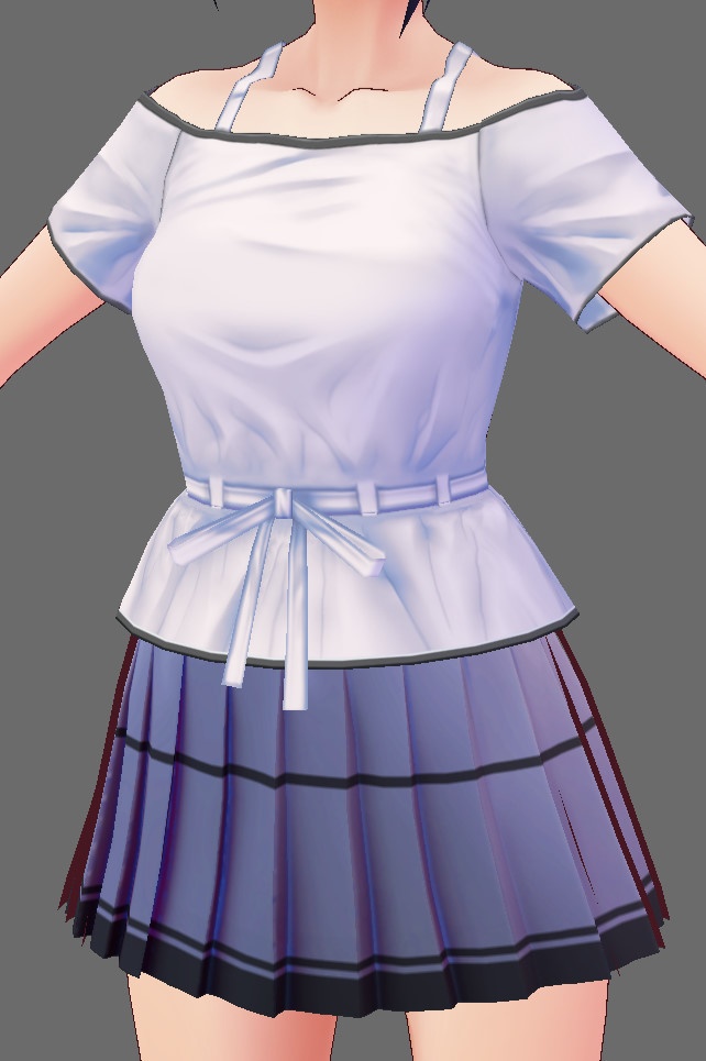 ※VRoidstudioベータ版で作成しています【VRoid用】オフショルダーシャツコーデ白黒セット