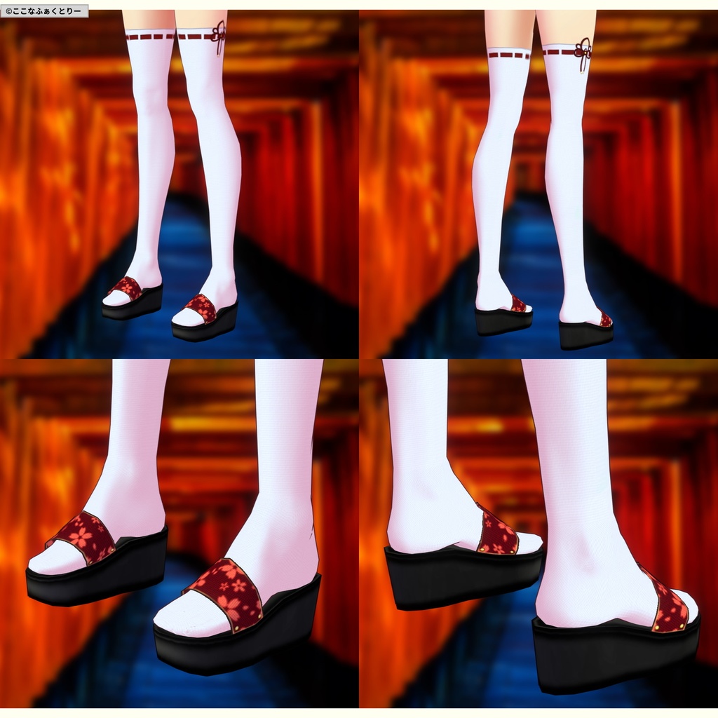 ※VRoidstudioベータ版で作成しています【VRoid用】巫女風コスチューム4色セット