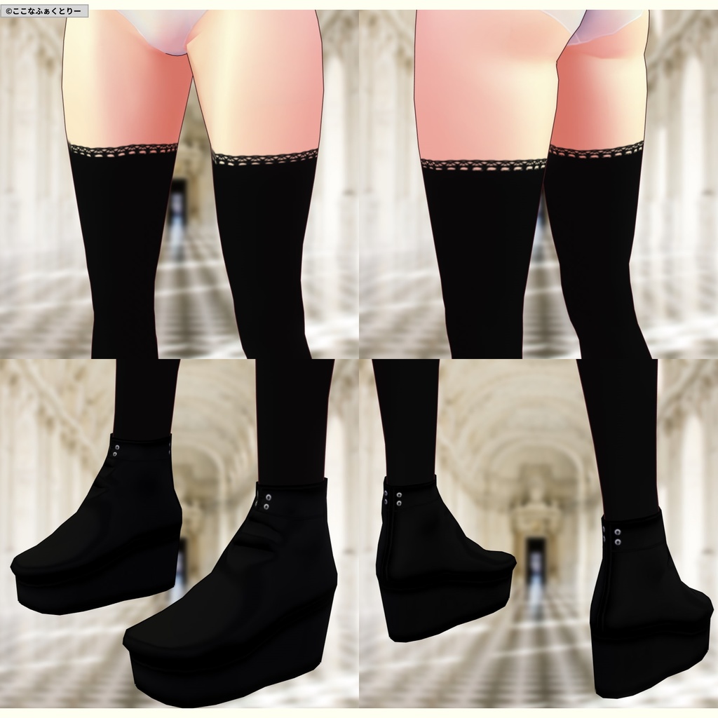 ※VRoidstudioベータ版で作成しています【VRoid用】(無料お試し版有)ゴシックメイド風ミニスカワンピース6色セット