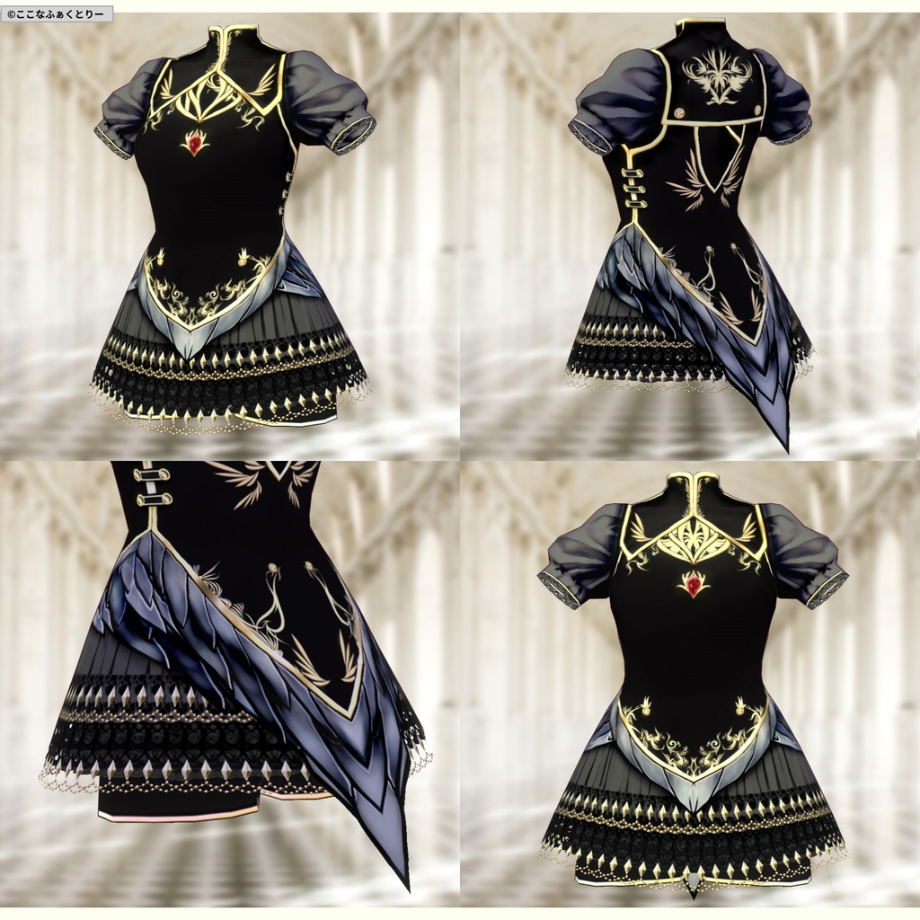 ※VRoidstudioベータ版で作成しています【VRoid用】ファンタジー世界風制服 鴉