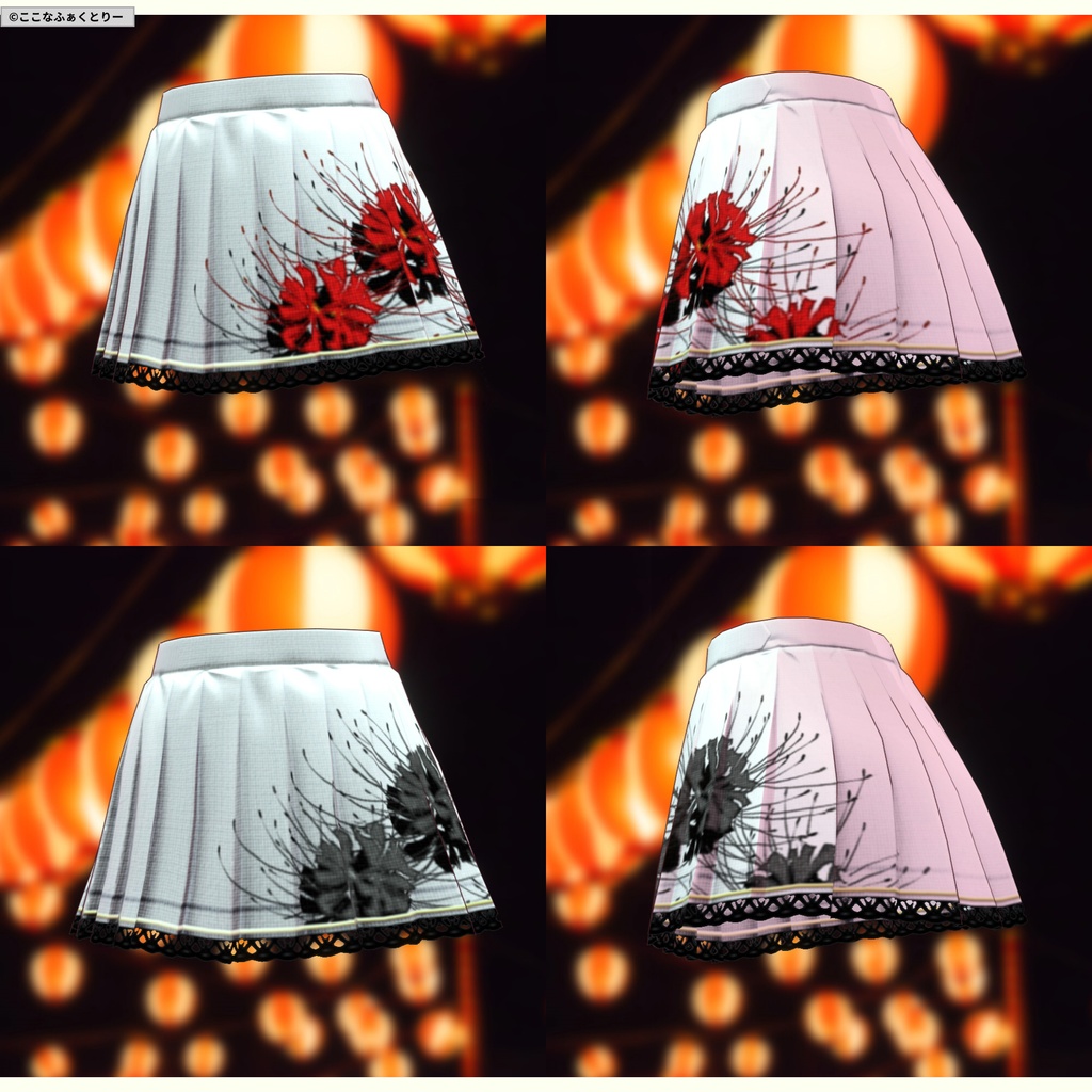 ※VRoidstudioベータ版で作成しています【VRoid用】甚平風コスチューム_曼殊沙華(スカートタイプ)