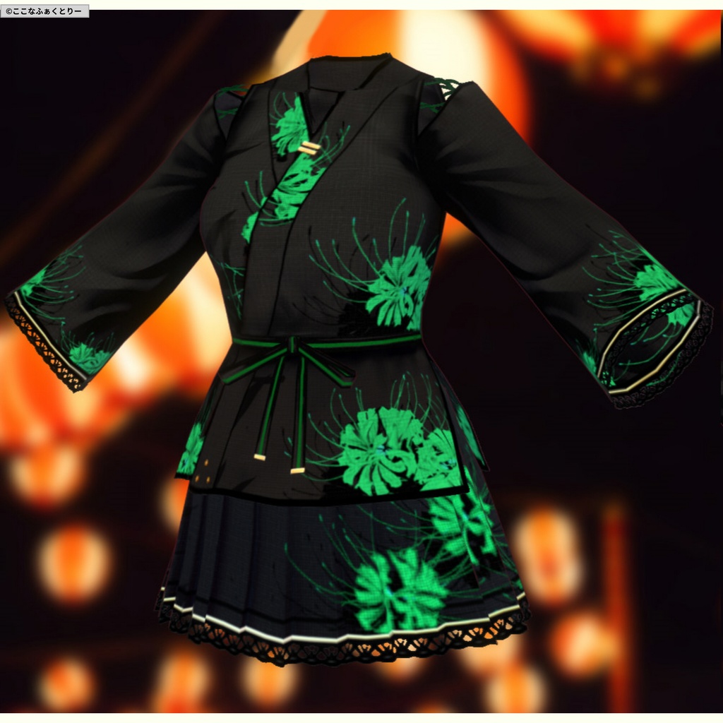 ※VRoidstudioベータ版で作成しています【VRoid用】甚平風コスチューム_曼殊沙華(スカートタイプ)