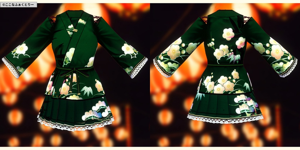 ※VRoidstudioベータ版で作成しています【VRoid用】甚平風コスチューム_松竹梅(スカートタイプ)