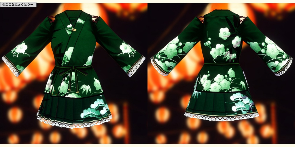 ※VRoidstudioベータ版で作成しています【VRoid用】甚平風コスチューム_松竹梅(スカートタイプ)