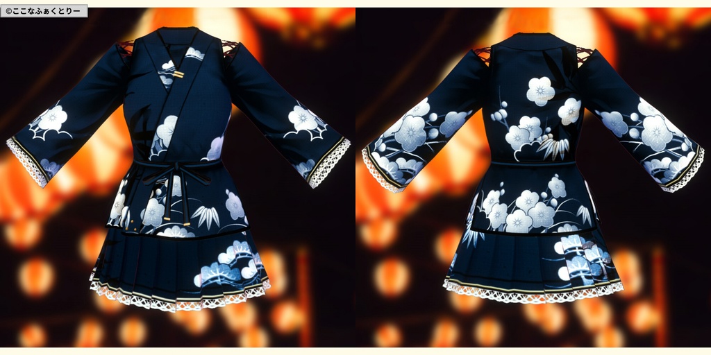 ※VRoidstudioベータ版で作成しています【VRoid用】甚平風コスチューム_松竹梅(スカートタイプ)