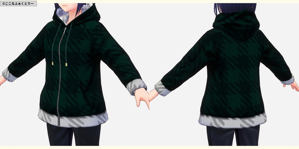 ※VRoidstudioベータ版で作成しています【VRoid用】シンプルパーカー4色セット