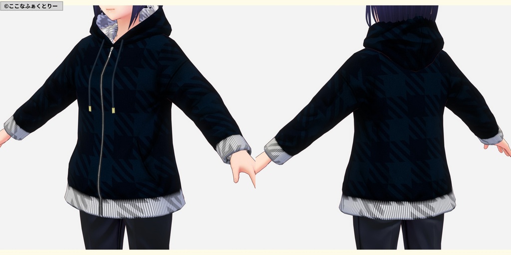 ※VRoidstudioベータ版で作成しています【VRoid用】シンプルパーカー4色セット