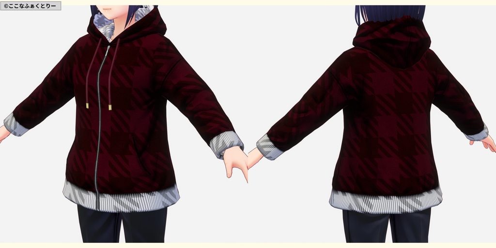 ※VRoidstudioベータ版で作成しています【VRoid用】シンプルパーカー4色セット