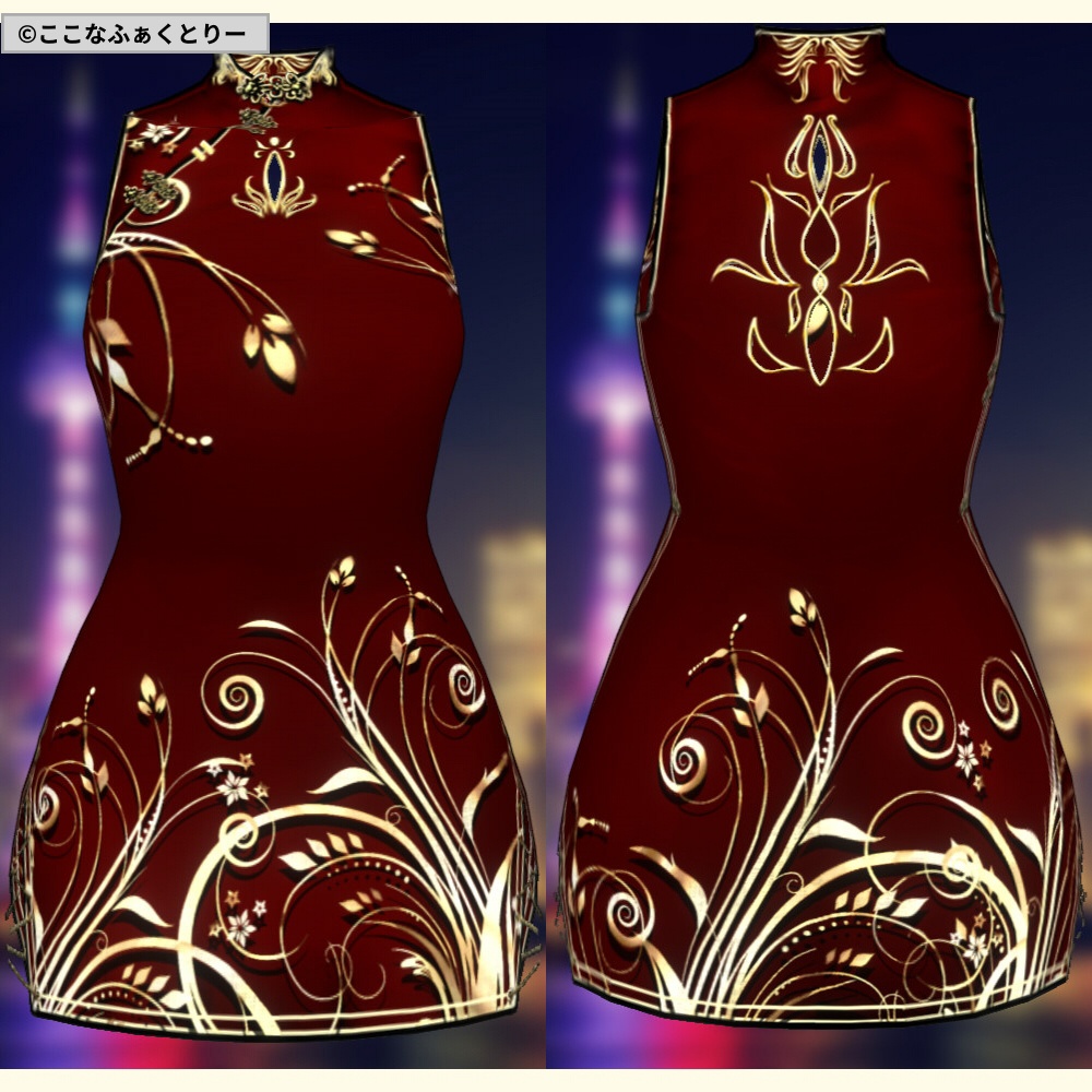 ※VRoidstudioベータ版で作成しています【VRoid用】チャイナドレススタイル6色セット