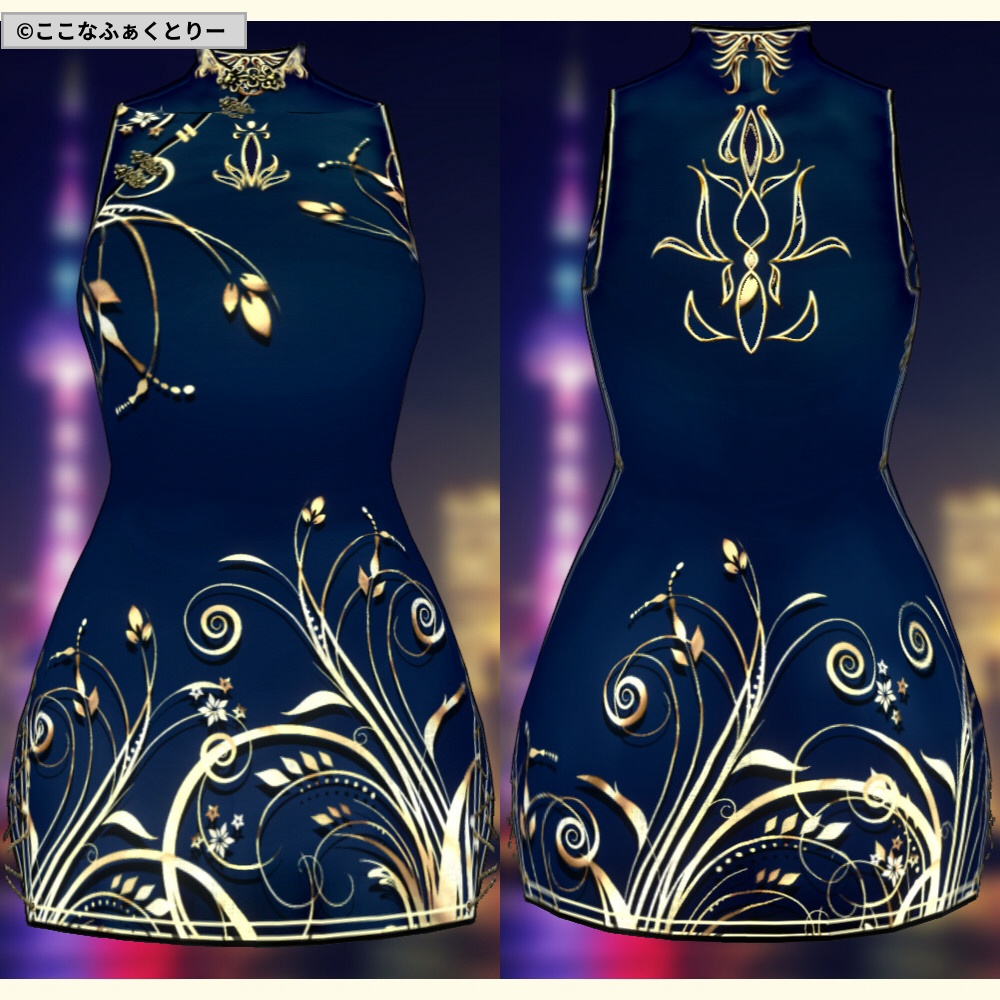 ※VRoidstudioベータ版で作成しています【VRoid用】チャイナドレススタイル6色セット