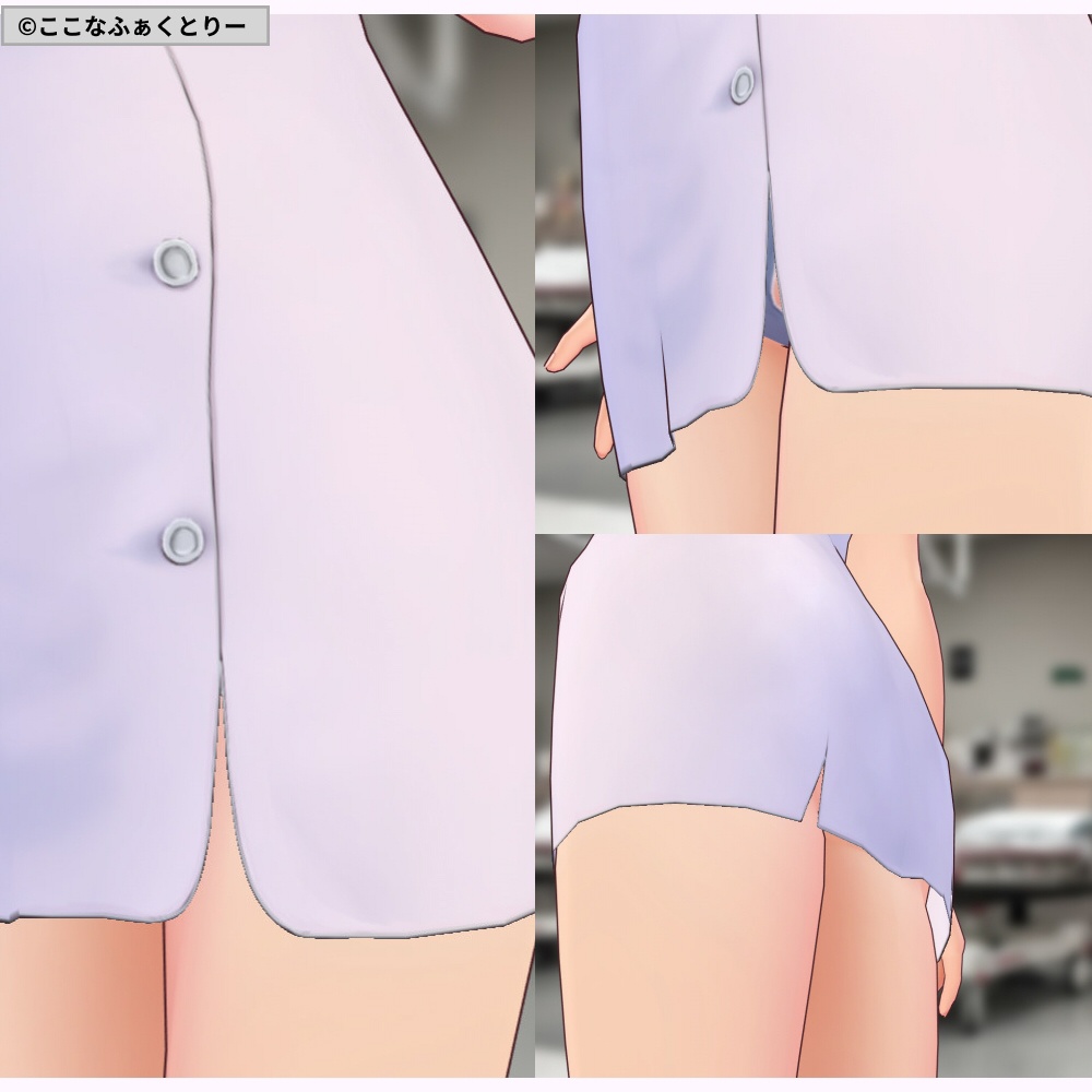 ※VRoidstudioベータ版で作成しています【VRoid用】ミニスカナースコスチューム2色セット