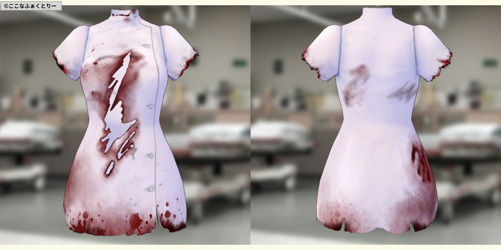 ※VRoidstudioベータ版で作成しています【VRoid用】ミニスカナースコスチューム2色セット