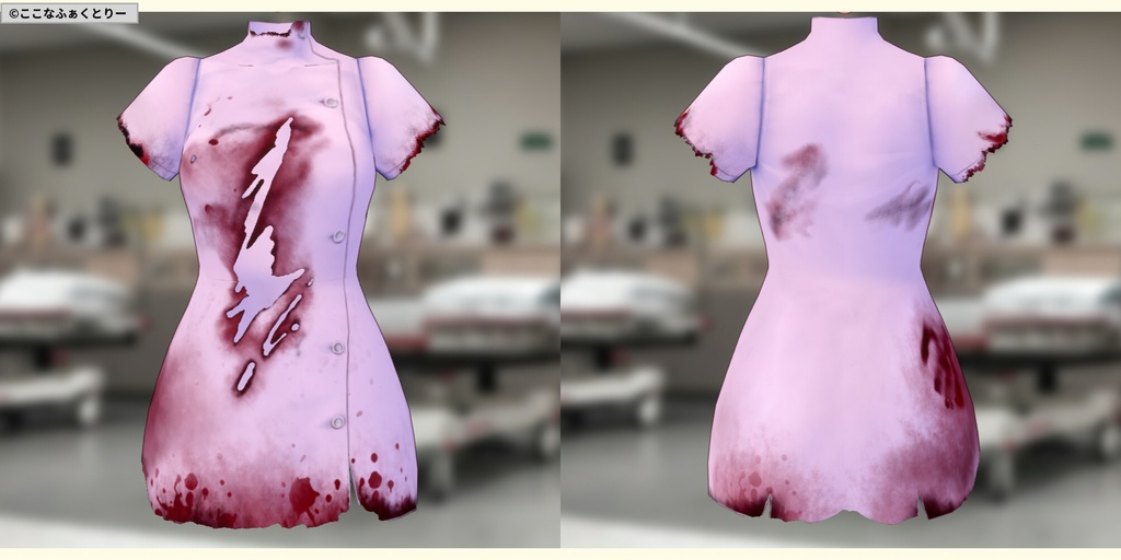 ※VRoidstudioベータ版で作成しています【VRoid用】ミニスカナースコスチューム2色セット