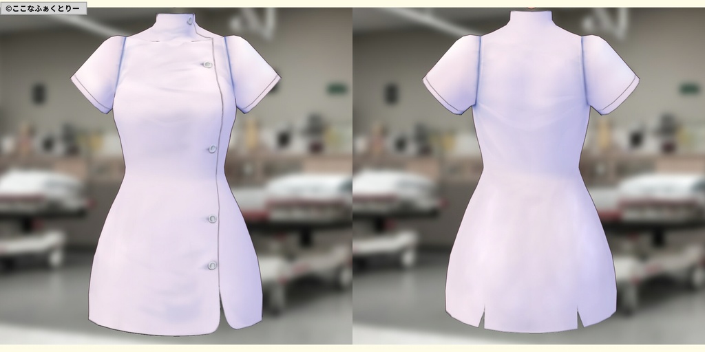 ※VRoidstudioベータ版で作成しています【VRoid用】ミニスカナースコスチューム2色セット