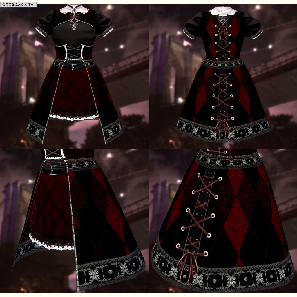 ※VRoidstudioベータ版で作成しています【VRoid用】カジュアルヴァンパイアスタイル4色セット