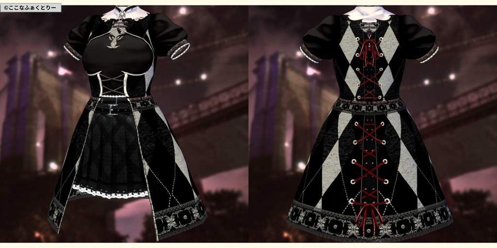 ※VRoidstudioベータ版で作成しています【VRoid用】カジュアルヴァンパイアスタイル4色セット