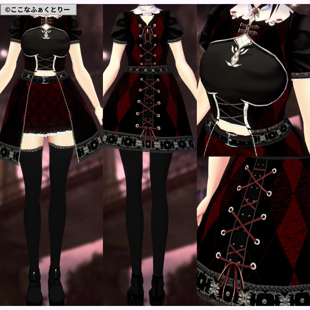 ※VRoidstudioベータ版で作成しています【VRoid用】カジュアルヴァンパイアスタイル4色セット