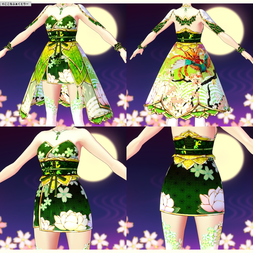 ※VRoidstudioベータ版で作成しています【VRoid用】和風ドレス_極東の姫君_3色セット