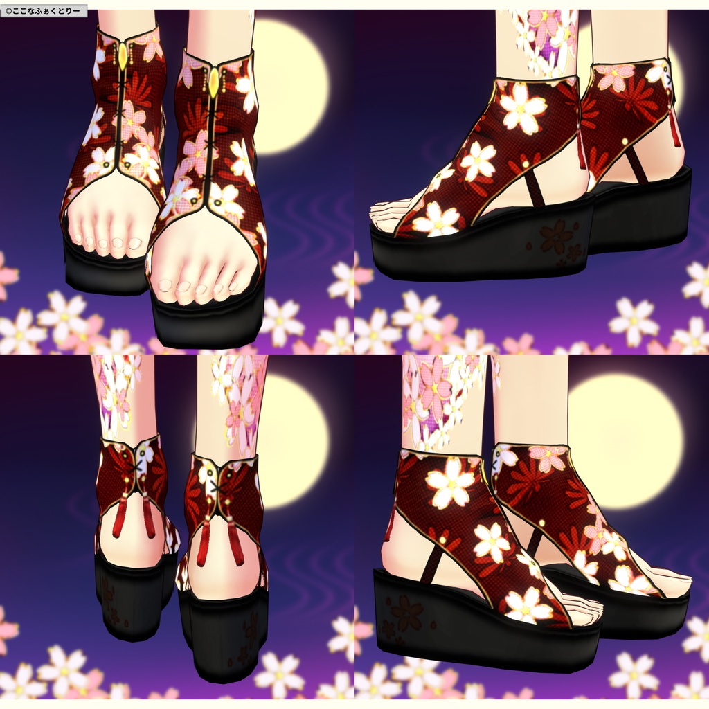 ※VRoidstudioベータ版で作成しています【VRoid用】和風ドレス_極東の姫君_3色セット