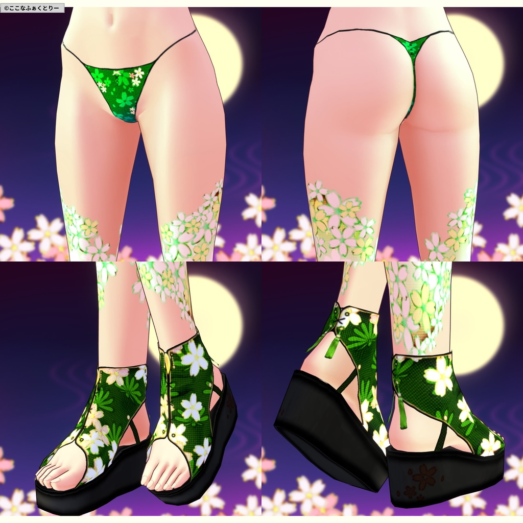 ※VRoidstudioベータ版で作成しています【VRoid用】和風ドレス_極東の姫君_3色セット