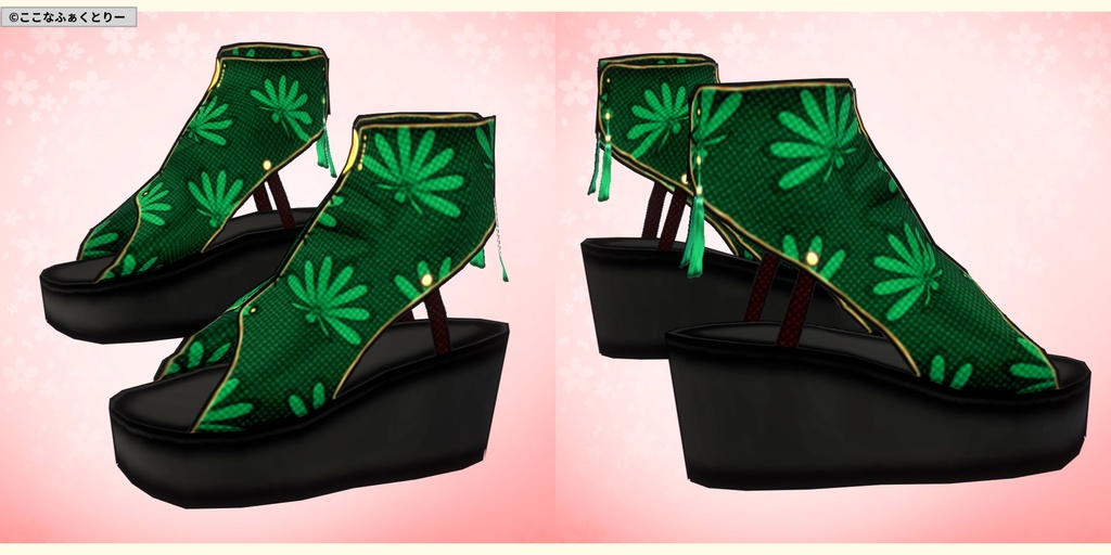 ※VRoidstudioベータ版で作成しています【VRoid用】ヤツデ柄和風サンダル4色セット+α